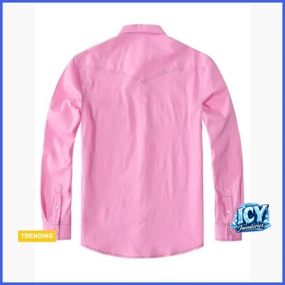 Western Cowboy Denim Pearl Snap Shirt Long Sleeve Regular Fit